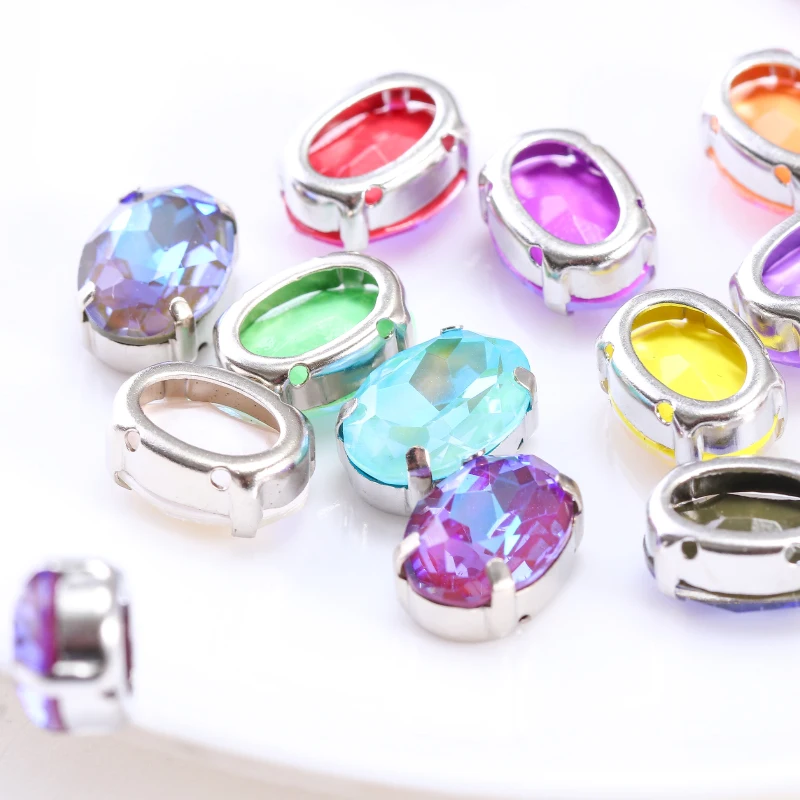 Утолщенные медные когти разы овальной формы мокко стекло искусственные камни