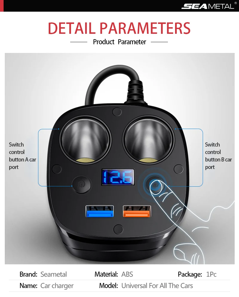 Автомобильный прикуриватель 2 USB 12 V-24 V переключатель зарядная розетка разветвитель напряжения светодиодный переходник Электрический универсальный авто аксессуары