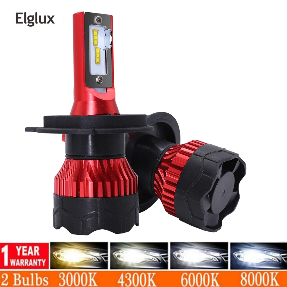 

Elglux 2Pcs H4 LED Bulb H7 H11 H8 9006 HB4 9005 HB3 Auto Car Headlight 80W 12000LM High Low Beam Bulbs Automobile Lamp 6000K