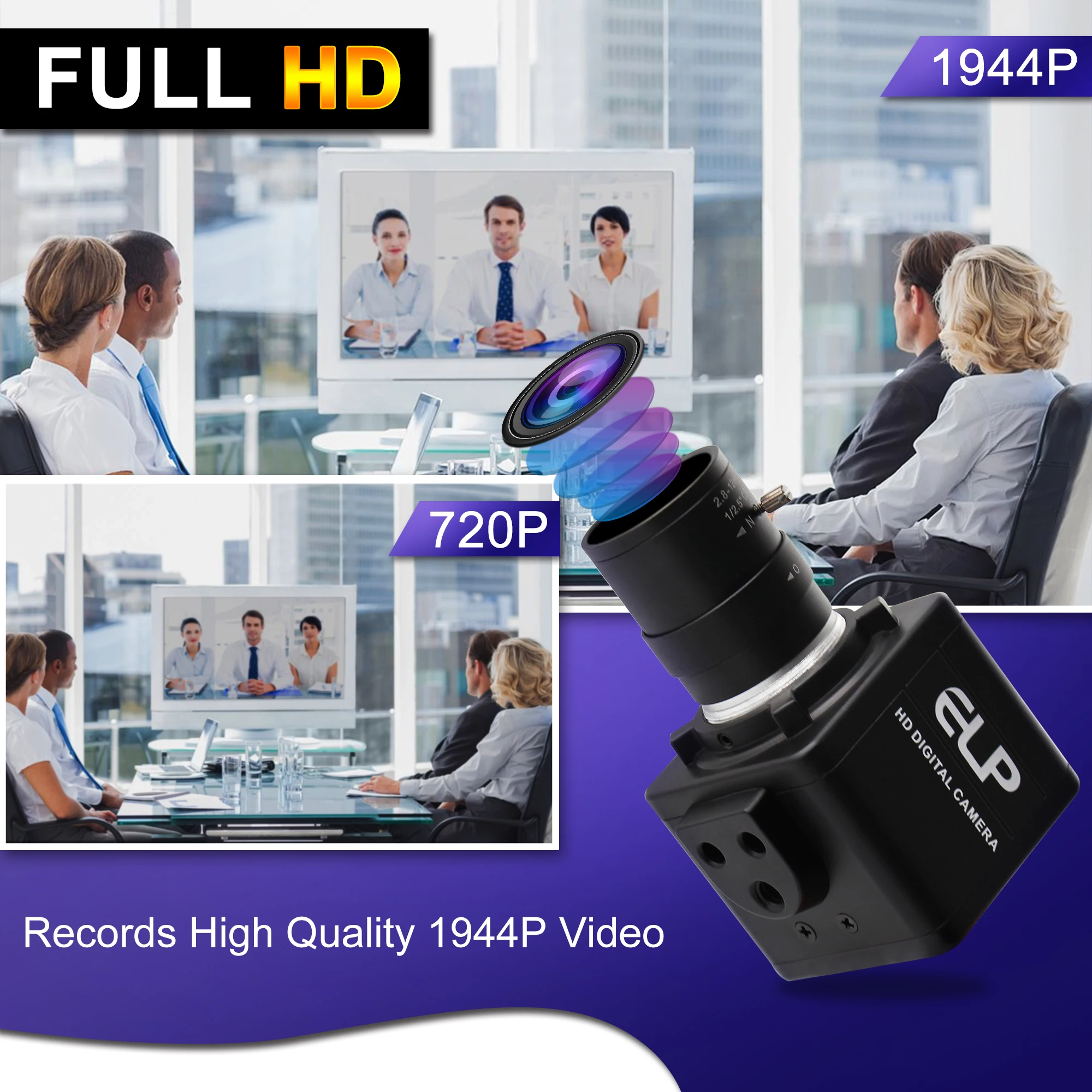 5Megapixel video camera usb 2.8-12mm varifocal CS mount lens 2592X1944 CCTV UVC industrial metal box case USB | Безопасность и