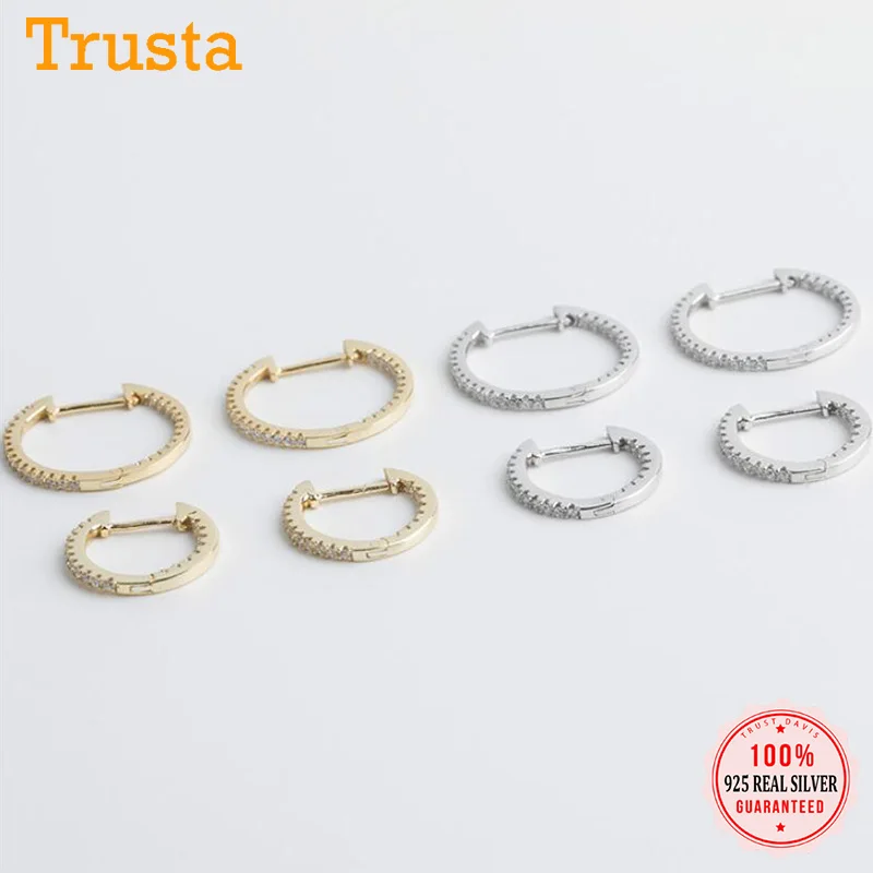 Женские Геометрические серьги кольца Trustdavis из стерлингового серебра 925 пробы с