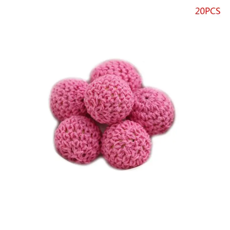 

20Pcs 16mm Chunky Round Crochet Wooden Beads Baby Teether Nursing Making Crafts