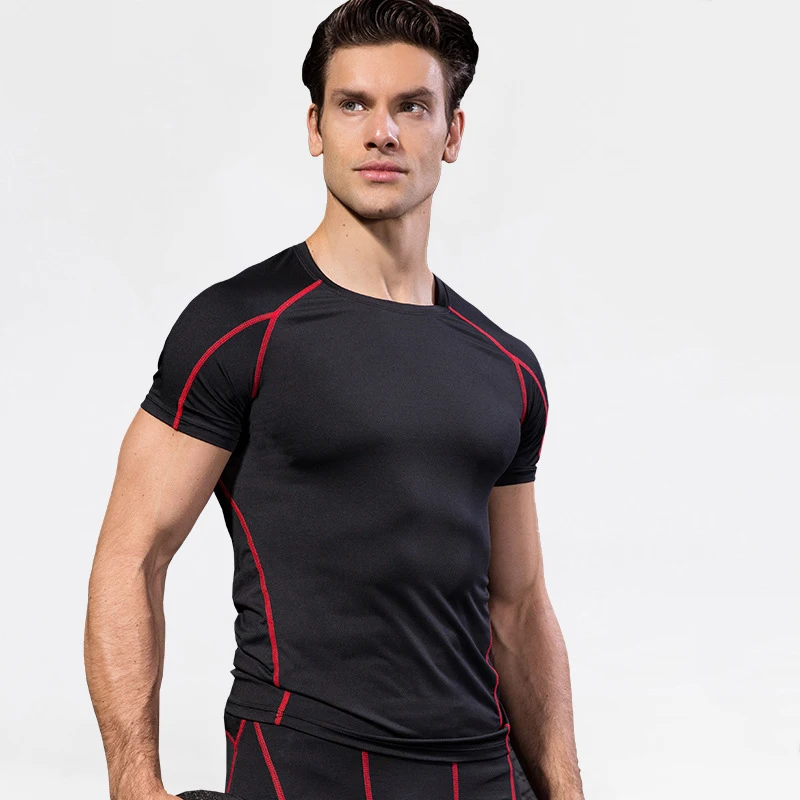 

Men's PRO Tight-fitting Short-sleeved Fitness Clothes Sports Running Training Clothes Elastic Breathable Quick-drying T-shirt
