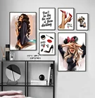 Модная настенная Картина на холсте с изображением сексуальной девушки, книга с духами, постер для макияжа, черная печать, украшение для салона красоты, спальни, картина