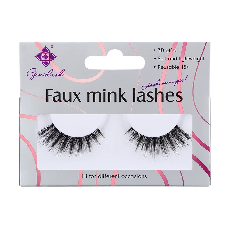 

Genielash 1 Pair 3D Mink False Eyelashes Natural Volume Strip Eyelash Handmade Fake Lashes 11 Styles Faux Mink Eyelash Extension