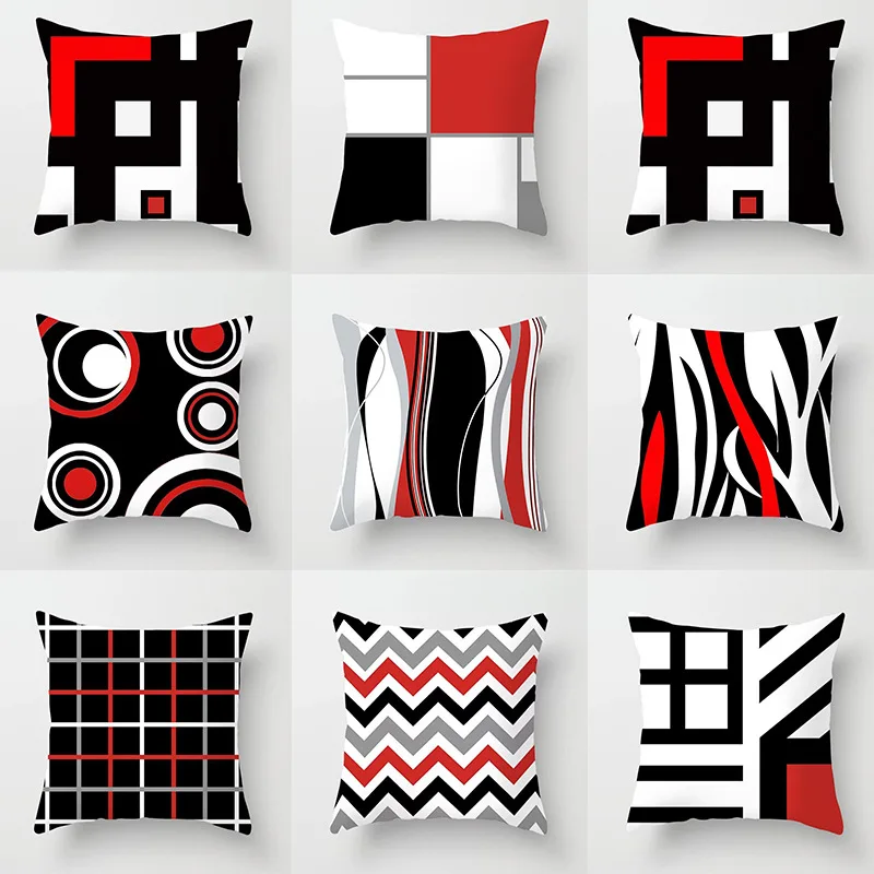 

Modern Minimalist Red Abstract Geometric Hug Pillowcase Office Home Sofa Cushion Cushion Cover Wholesale