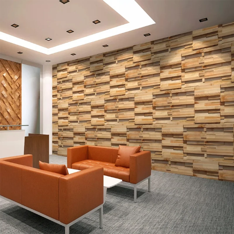 

Custom Wallpaper Muralcreative 3d Wood Waterproof Wall Paper For Bathrooms Block Wooden Brick Wallpaper For Living Room Wall