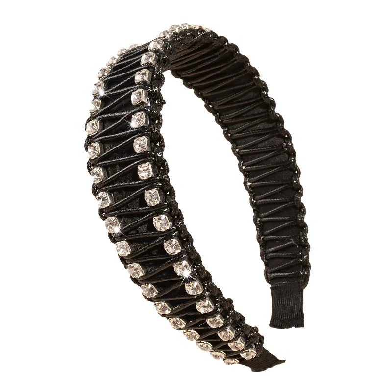 

cross-border new fabric braided hair hoop set diamond Baroque hair card simple temperament headband adult hair ornamental woman