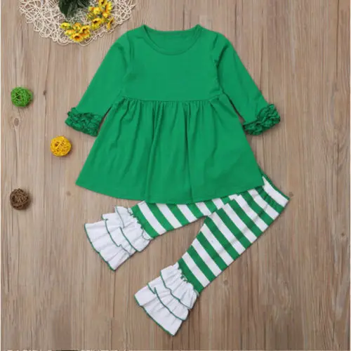 Рождественский комплект одежды для новорожденных девочек Осенний топ красного и