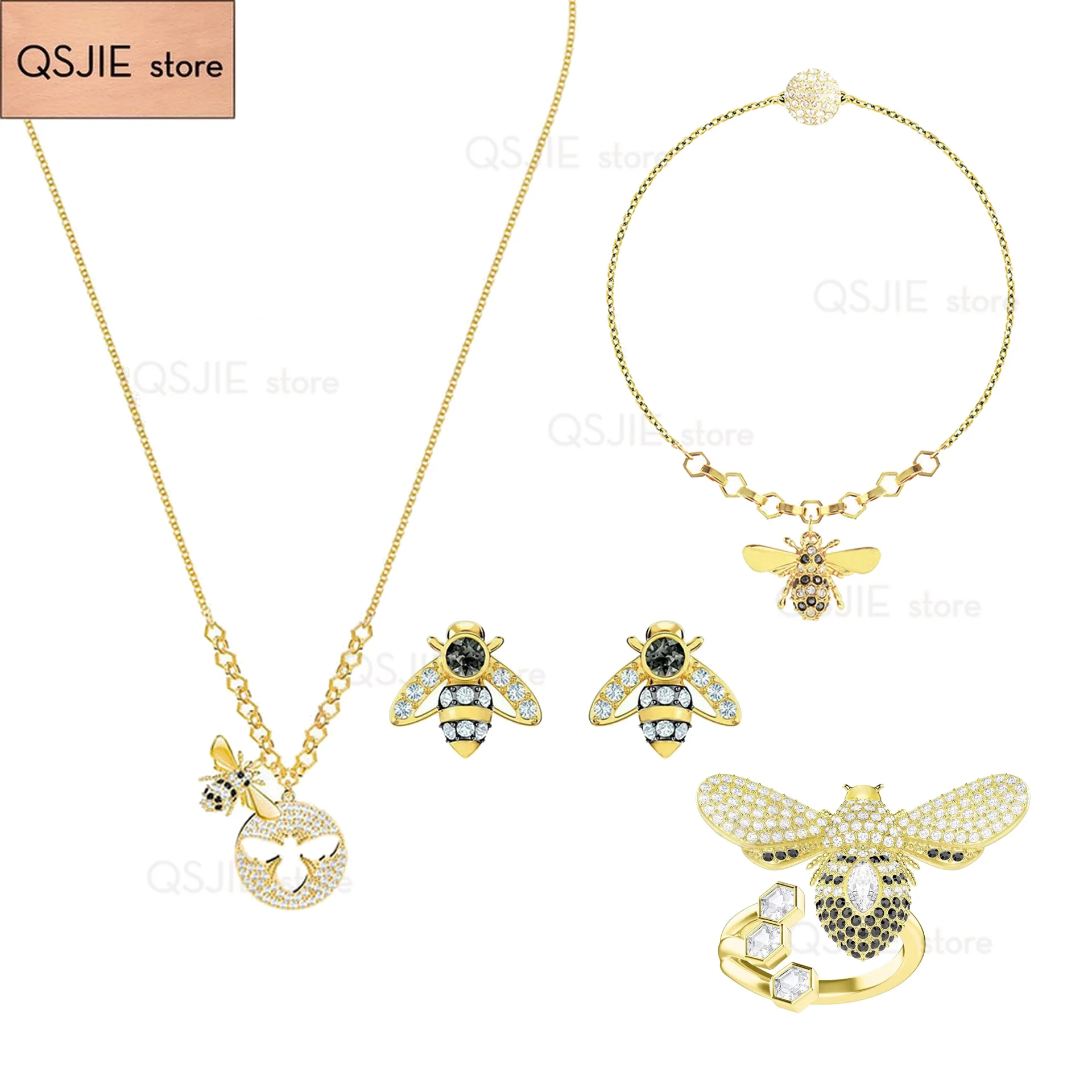

High quality SWA exquisite gorgeous bee crystal lady romantic Pendant Necklace charming fashion jewelry