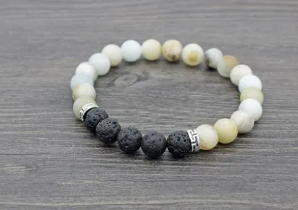 Браслет из вулканической лавы с черным камнем 8 мм|Плетеные браслеты| |