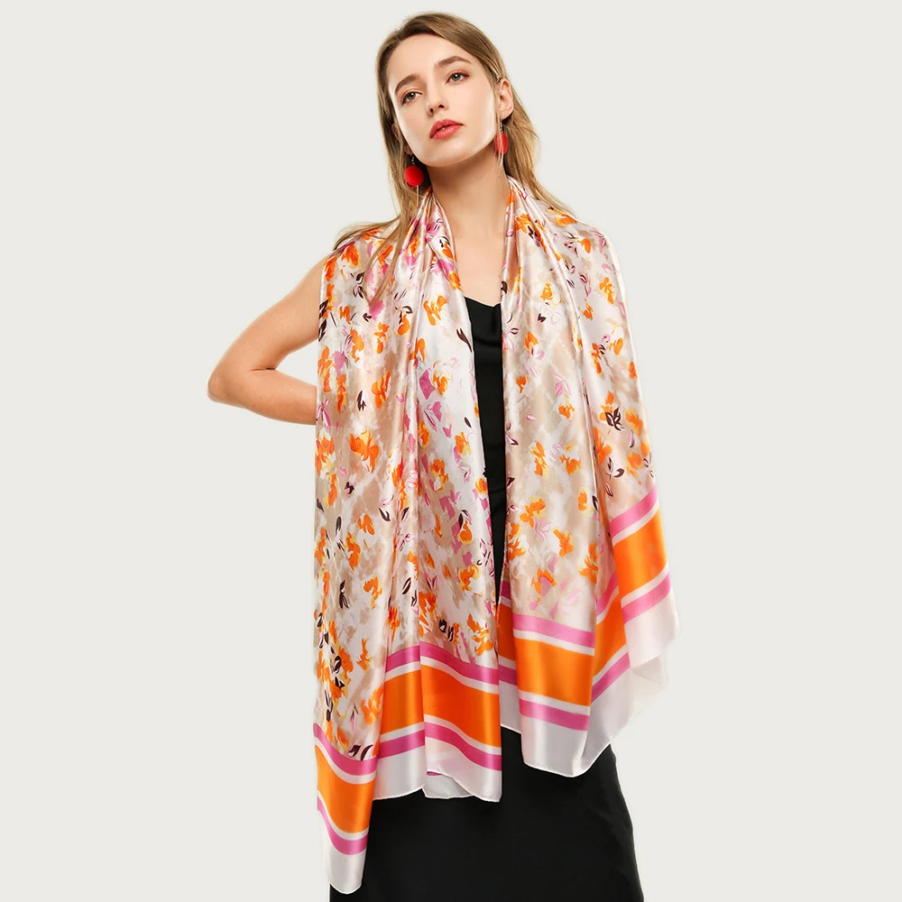 

Vintage Floral Silk Head Scarf Women Large Print Foulard Design Shawl Travel Sarong New [5005]