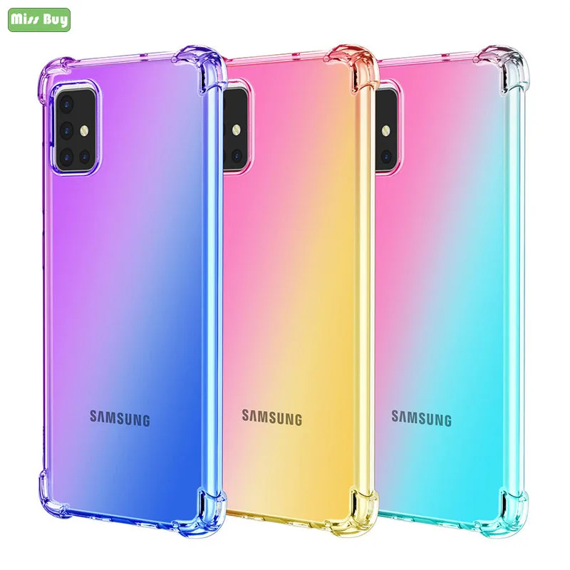 

Colorful Transparent Gradient Soft TPU Cover For Samsung galaxy A11 A21 A21S A31 A41 A51 A71 A70E A81 A91 A01 Case Shockproof