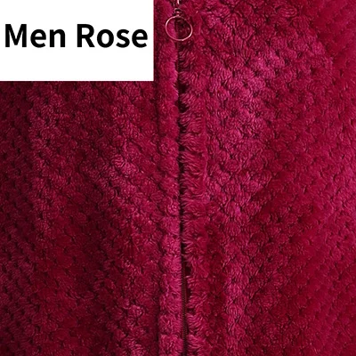 Rose men Женский зимний удлиненный теплый банный халат размера плюс, роскошный фланелевый пеньюар на молнии для беременных, мужской халат из кораллового флиса - Color: Rose men