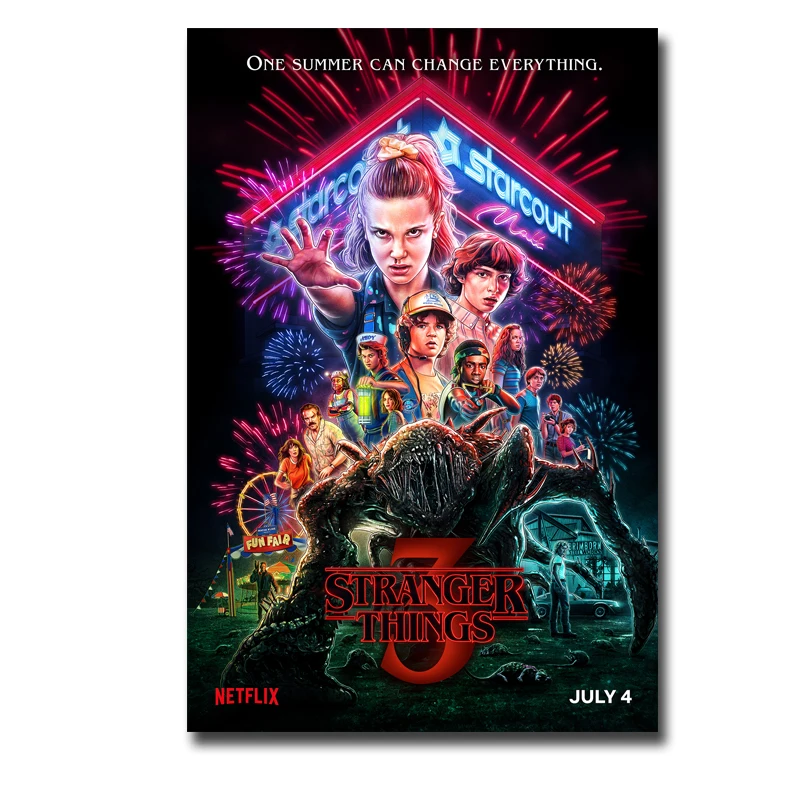 Постеры на стену очень странные дела сезон 3 картина шелк или холст домашний