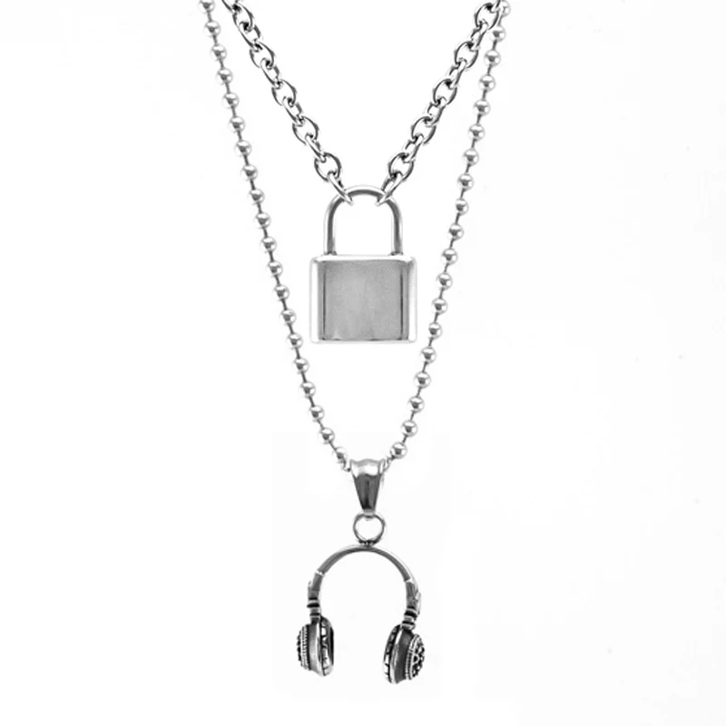 Ожерелье женское Двухслойное из нержавеющей стали ювелирное изделие с кулоном в