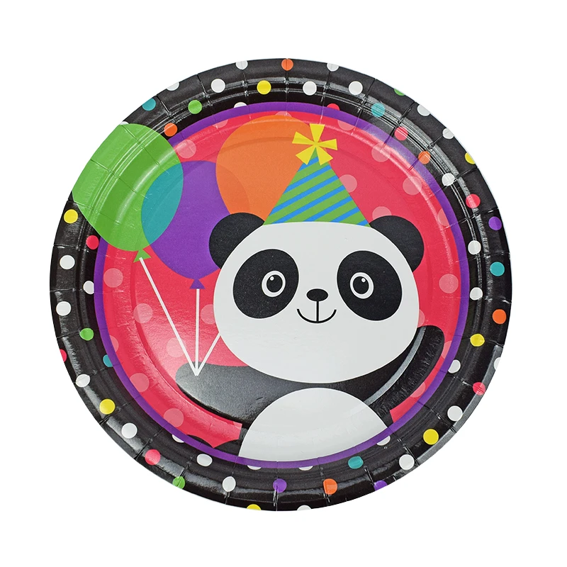Panda вечерние столовые приборы для дня рождения бумажный мультяшный стаканчик и