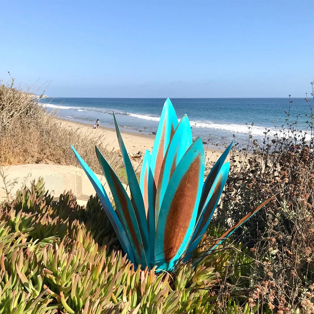 

9 Leaves Ornaments Rustic Home Decor Backyard Garden Yard Indoor Outdoor Iron Art Modern Hotel Office Lawn Agave Statue