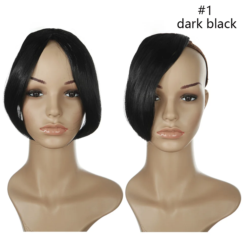 dark black SNOILITE, средняя часть, челка, имитация челок, волосы, синтетические, коричневые, черные, на заколках, для наращивания, челка, бахрома для женщин - Цвет: dark black