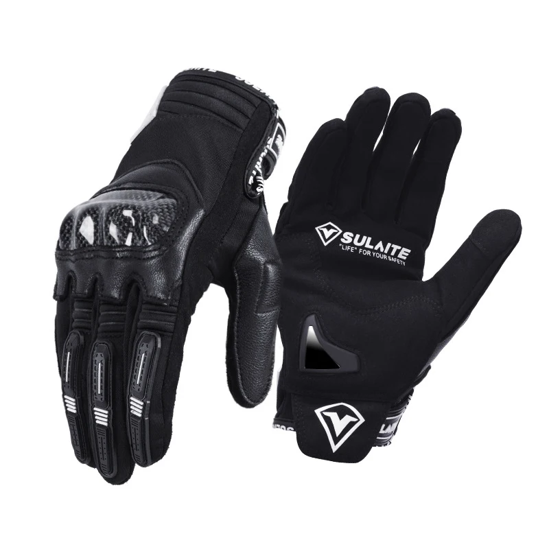 Мотоциклетные Перчатки из натуральной кожи дышащие митенки углеродного волокна