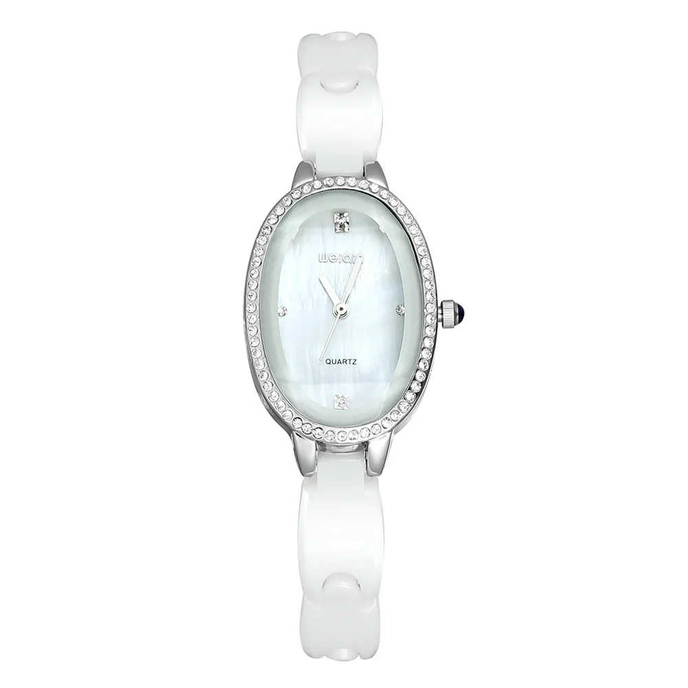 Женские кварцевые часы с керамическим ремешком модные повседневные кристаллами