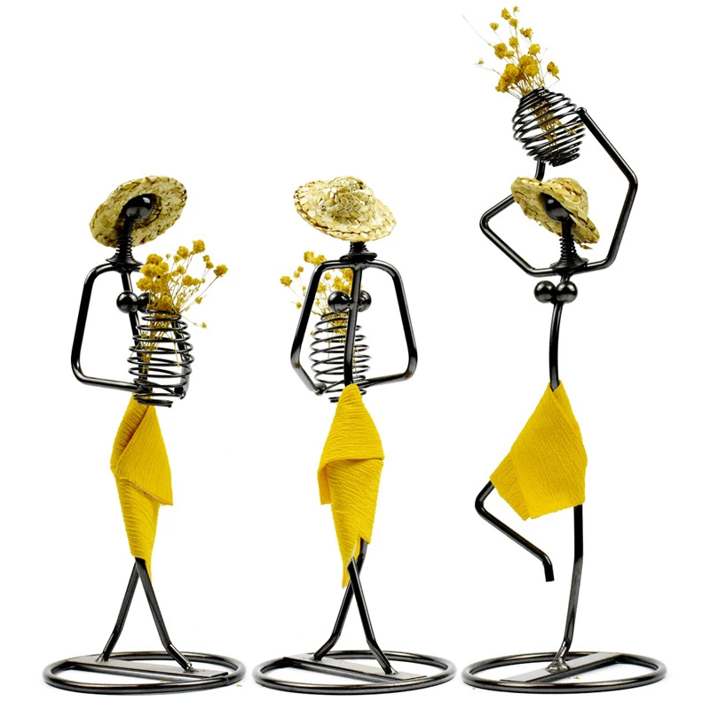 Европейские Железные мужские цветочные горшки с персонажами ручной работы