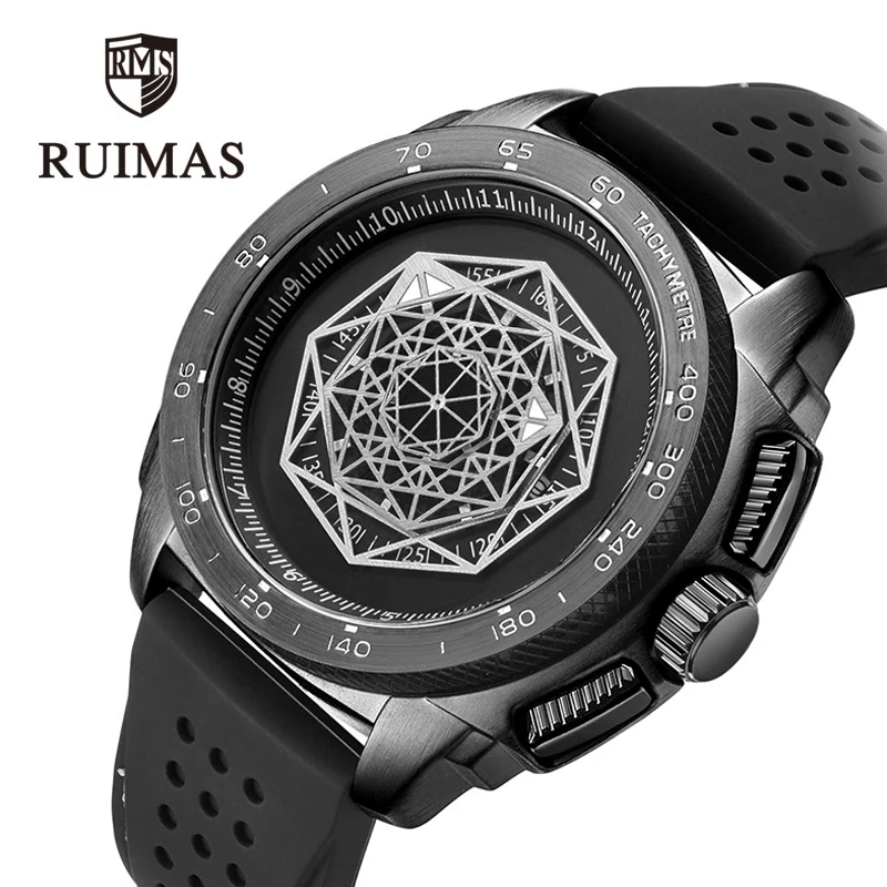 Роскошные мужские спортивные светлые часы бренда RUIMAS водонепроницаемые