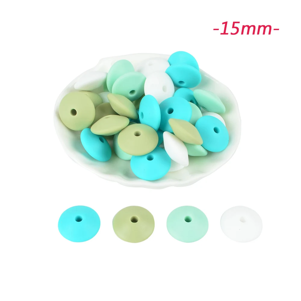 15mm-J LOFCA, 15 мм, силиконовые круглые бусины, чечевица, 30 шт./лот, Прорезыватель для зубов, детский прорезыватель, жевательный, BPA бесплатно, сделай сам, цепочка для соски, пищевой силикон - Цвет: 15mm-J