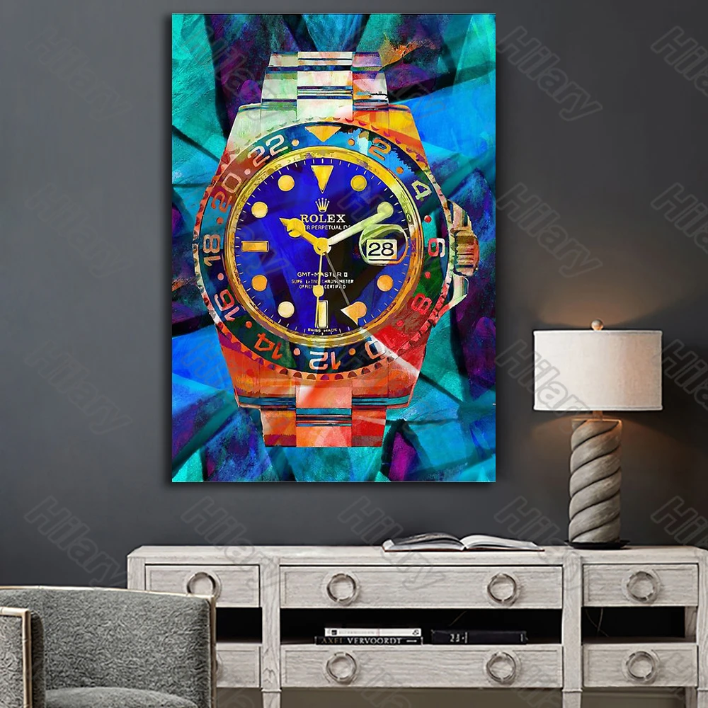 

Beautiful Colorful Watch Blue Poster Canvas Painting Wall Art Home Decoration for Living Room and Bedroom Frameless Style