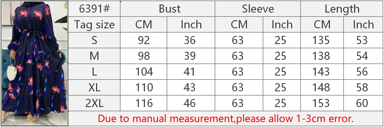 

WEPBEL Women Muslim Dress Fashion Print Stitching High Waist Arab Abay Long Sleeve O-neck Big Swing Lace-up Muslim Dress Robe