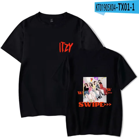 Новинка 2021, летняя мужская и женская футболка ITZY с коротким рукавом и цифровой печатью с альбомом CRAZY IN LOVE, 2D