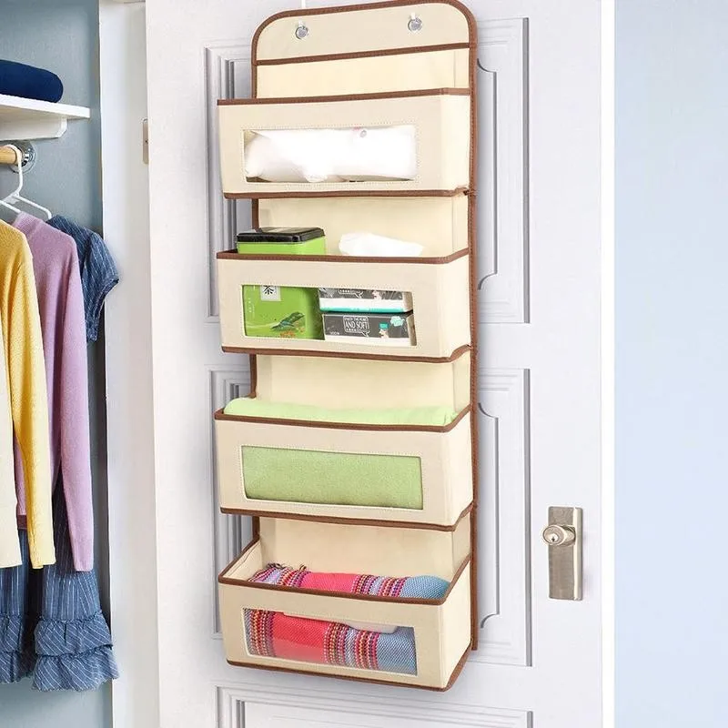 

Non-Woven Storage Bag 4 Big Pockets Behind The Door Bathroom Kitchen Organizer Wardrobe Storag Storage B3B2