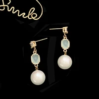 funmode gold color pearl ball long pendant earrings for women big luxury pendant earrings for women wholesale fe323