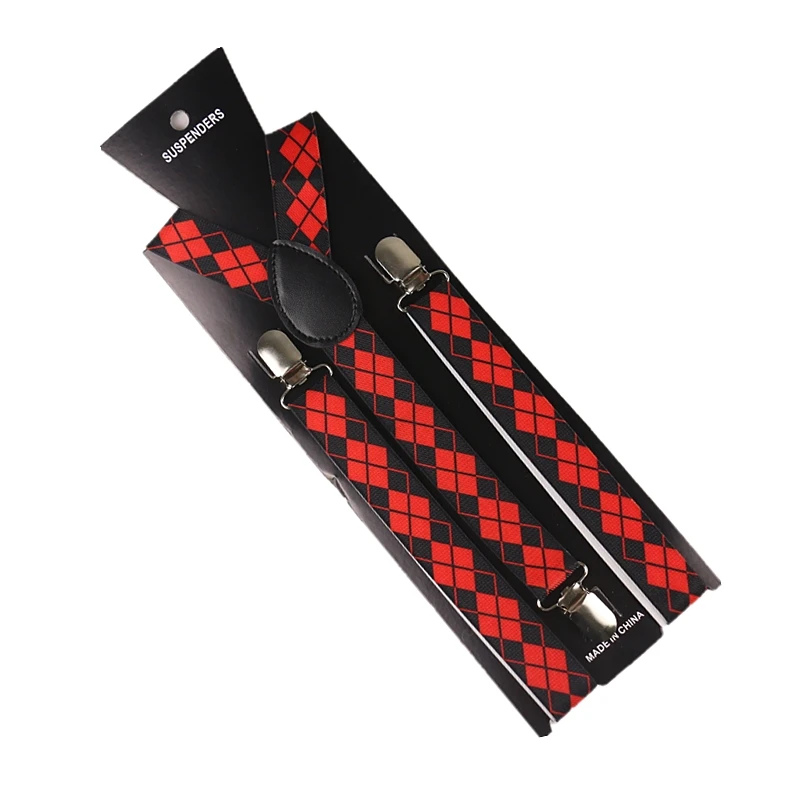Новинка 2019 модные красные пледы регулируемые подтяжки для мужчин и женщин зажимы