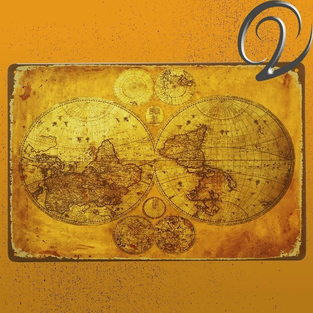 

Metal World Maps Painting Vintage Tin Sign Metal Framed Wall Art Home Decor Shop Pub Wall Garage Shabby Plaque Decor