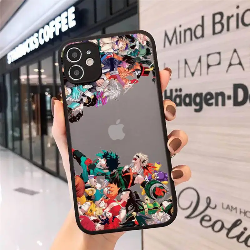

Anime My Hero Academia Phone Case matte transparent black For iPhone 7 8 x xs xr 11 12 pro plus mini max Clear Funda