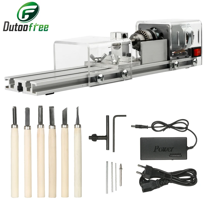 

110V-240V Mini Wood Lathe Machine Speed Adjustable Rotary Tool Set Buddha Pearl Lathe Grinding Polishing DIY Woodwork Tool