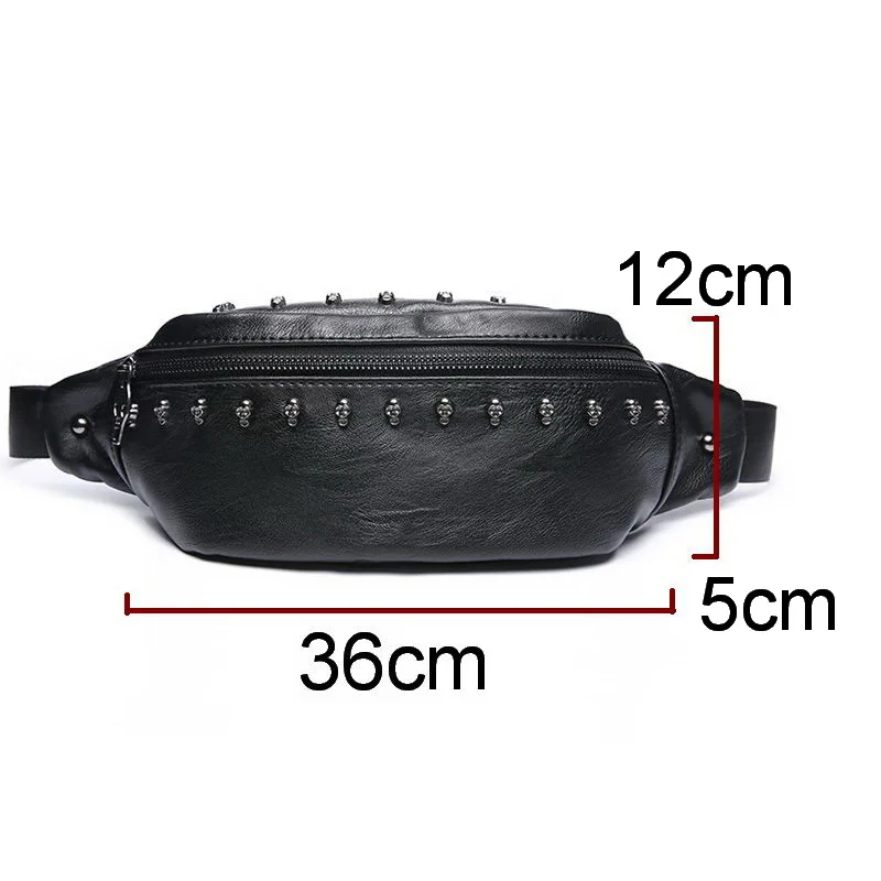 DIINOVIVO Rivet Waist Pack Women Skull Designer Chest Bags Female Banana Bag PU Leather Fanny Travel WHDV1338 | Багаж и сумки