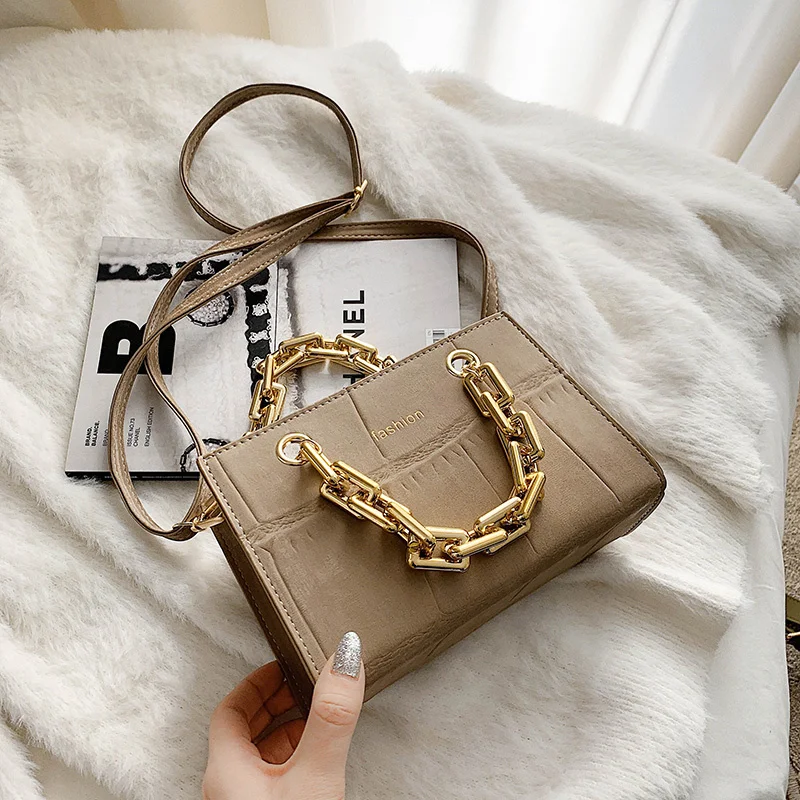 

Женская сумка-тоут из ПУ кожи, на толстой цепочке