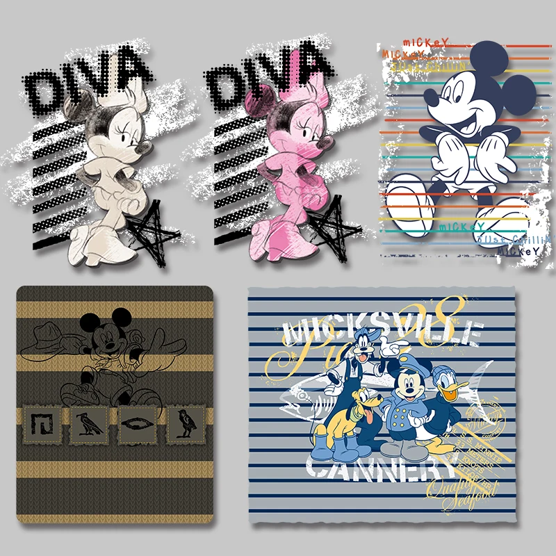 

Mickey Minnie Stripe Applique on Clothes Iron-on Transfers Thermal transfer printing Vinyl Sticker For Clothes