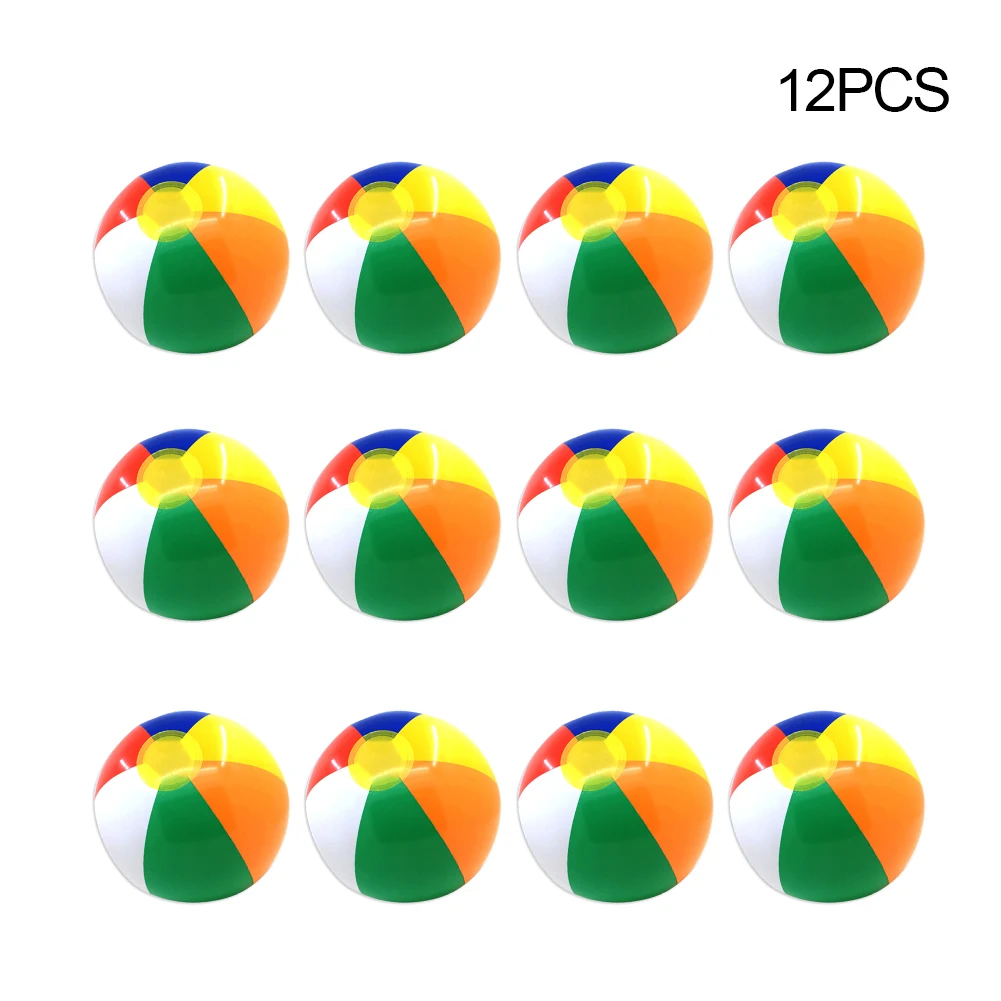 

12PCS 30CM Iatable Beach Ball Rainbow Color Pool Party Sports Fun Swimming Pool Float Game Ball For Kids Adult