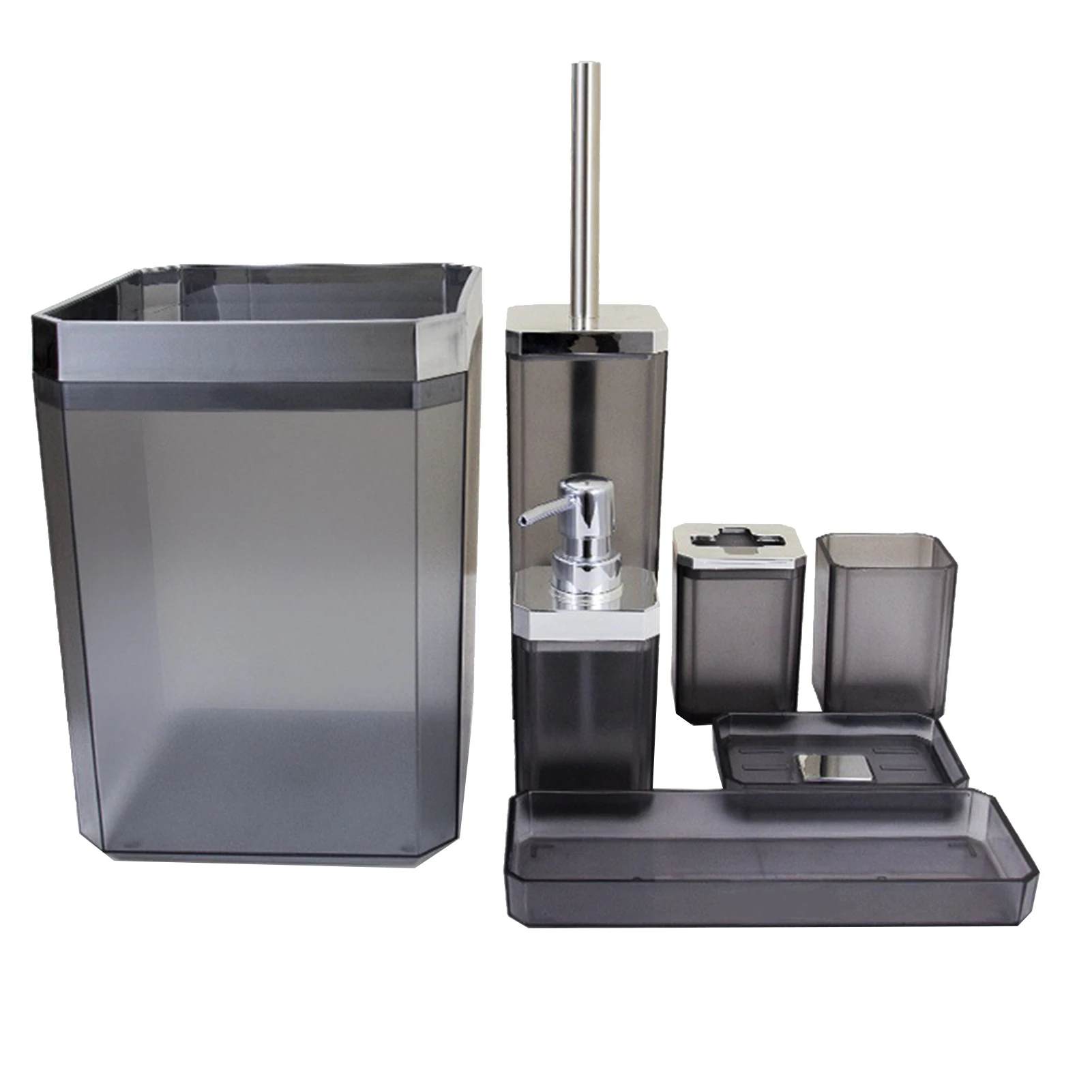 

7pcs Lotion Dispenser Washable Home Easy Clean Bathroom Accessories Set Toilet Brush Toothbrush Holder Bathroom Accessories Set