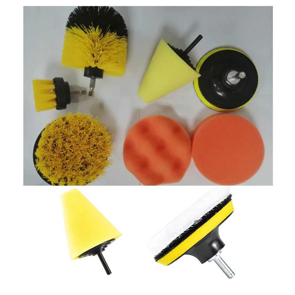 

7pcs Drill Brush Set Bathroom Wash Grout Kitchen Car Scrubber Scrub Sponge Home Floor Power Cleaning Tool Attachment Ceramic