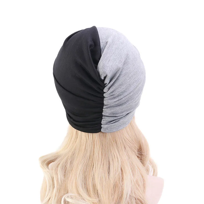 Женская Мягкая вязаная шапка тюрбан из хлопка мягкая Шапка бини с завитым узлом