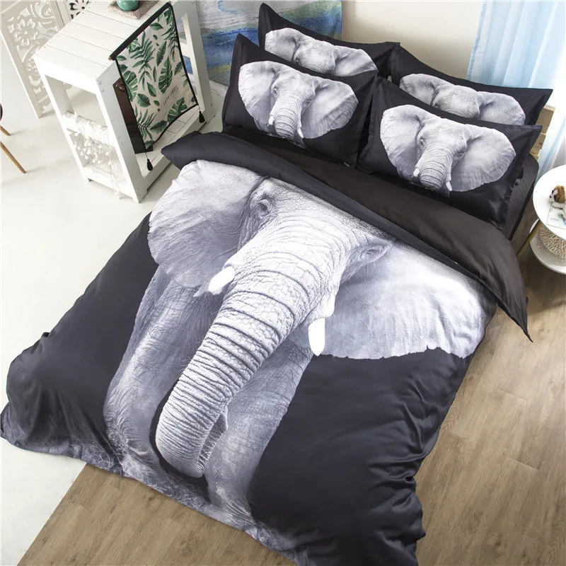 

Elephant Bedding Set Cartoon black white 3pcs Duvet Cover Sets quilt cover pillow cases Twin Full Queen King bedclothes