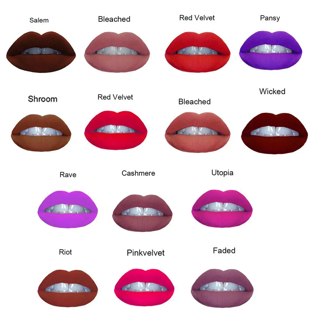 Бархатная жидкая губная помада сексуальный красный оттенок губ 12 видов цветов