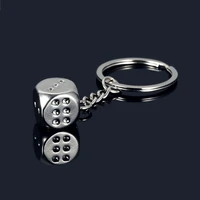 creative metal dice keyring keyfob keychain gift men women personality key holder car bag keyrings dice key accessories