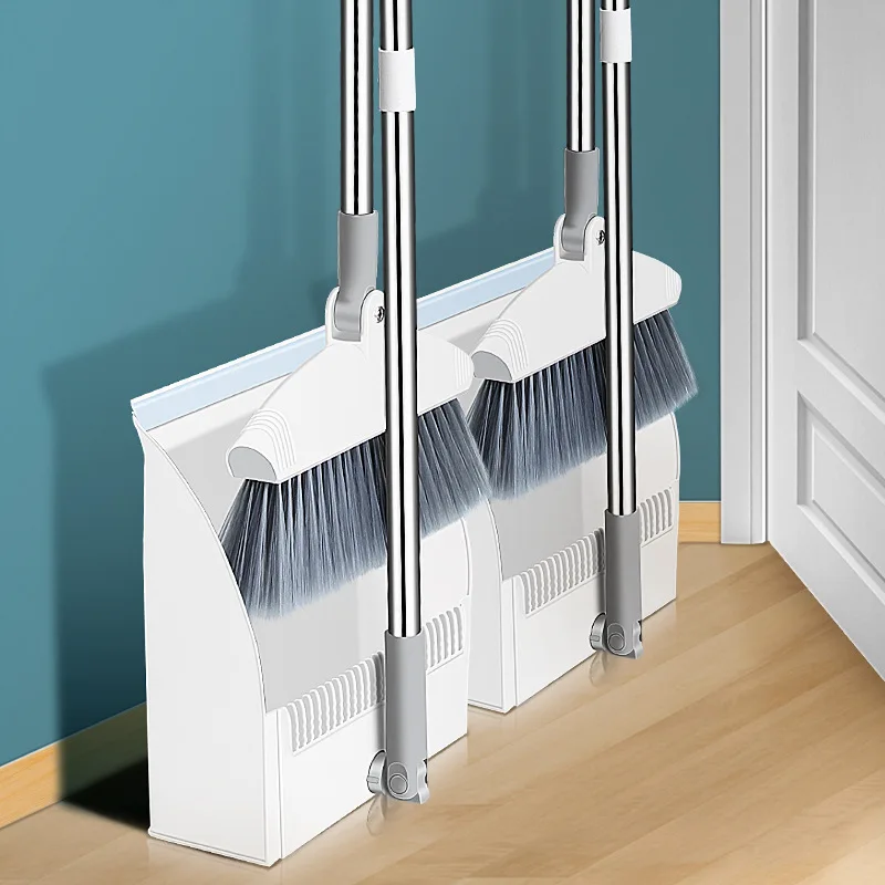 

Foldable standing broom dustpan set thickened stainless steel household plastic windproof broom wiper
