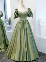 sage evening dress elegant satin prom gowns saudi arabia style sweethear lace up back floor length