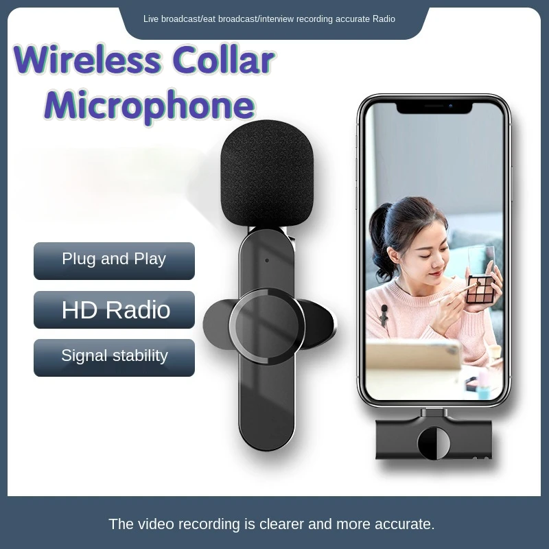 Professional Wireless Microphone Display Voice Recording Mic Mini Lavalier Microphone for Iphone/android/computer/PC Online Live